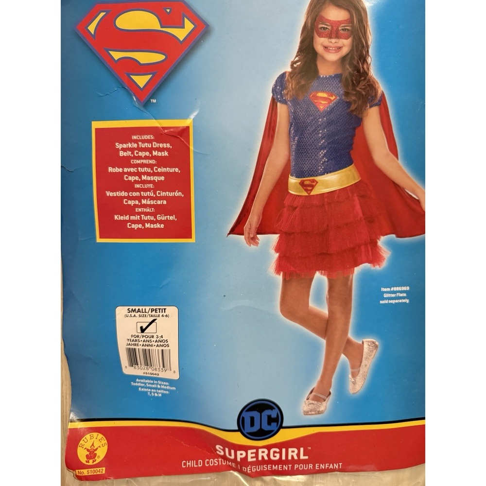 Rubies Toddler Supergirl Sequin Costume Size Small Petite 3-4 years